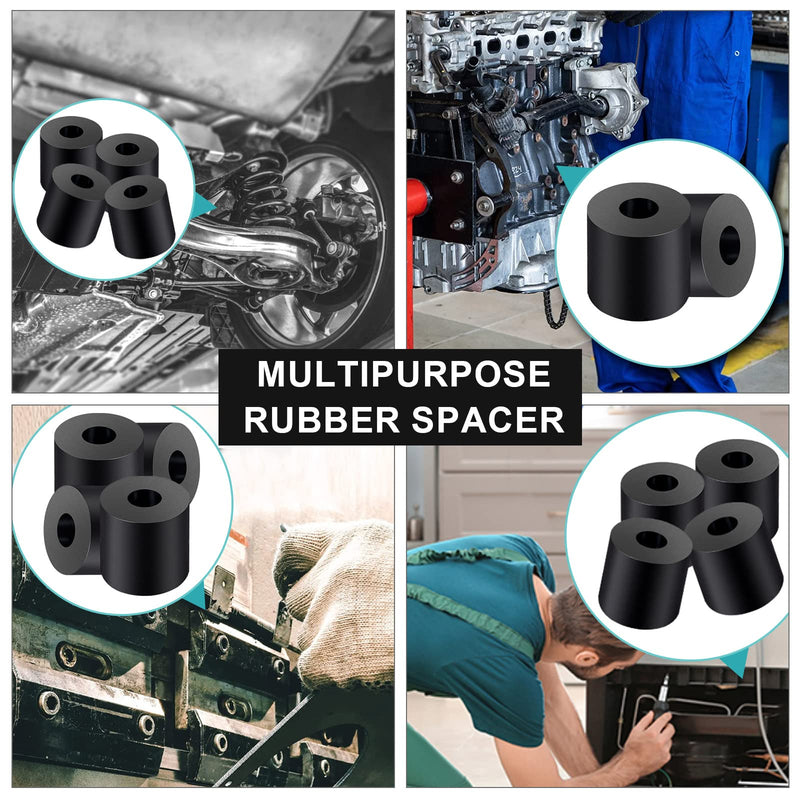 [Australia - AusPower] - Rubber Spacer 1 Inch OD x 3/8 Inch ID x 1 Inch Thickness Rubber Bushing Round Thick Washers Spacers Anti Vibration Neoprene Rubber Cylinder with Hole for Home Hardware Car Accessories - 6 Pcs 