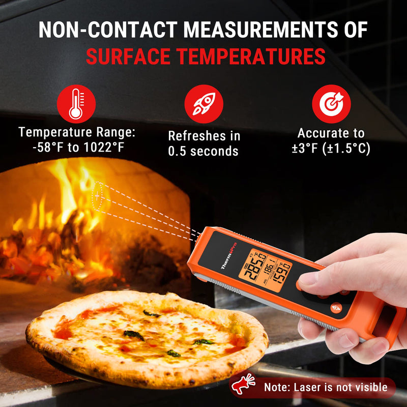 [Australia - AusPower] - ThermoPro TP420 2-in-1 Instant Read Thermometer for Cooking, Infrared Thermometer Cooking Thermometer with Meat Probe, Non-Contact Laser Meat Thermometer for Griddle Grill Pizza Oven HVAC Pool IR Thernometer with Meat Probe 