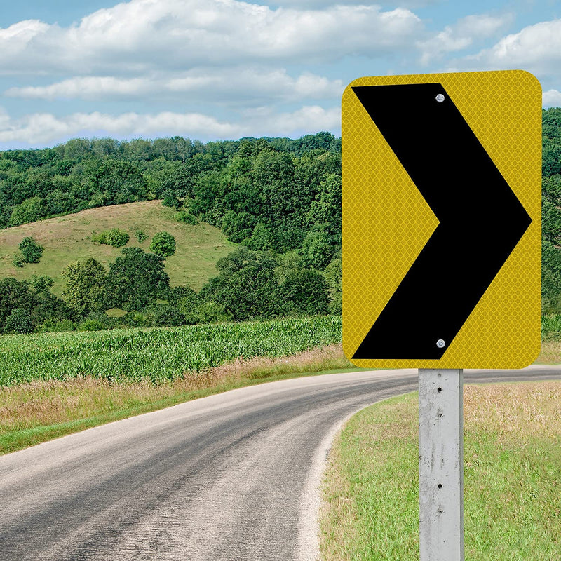 SmartSign 18 x 12 inch Chevron Right Arrow MUTCD-Compliant Metal Sign, 63 mil Aluminum, 3M Laminated High-Intensity Grade Reflective Material, Black and Yellow, Made in USA 12" x 18" Hi Intensity Grade Reflective Aluminum