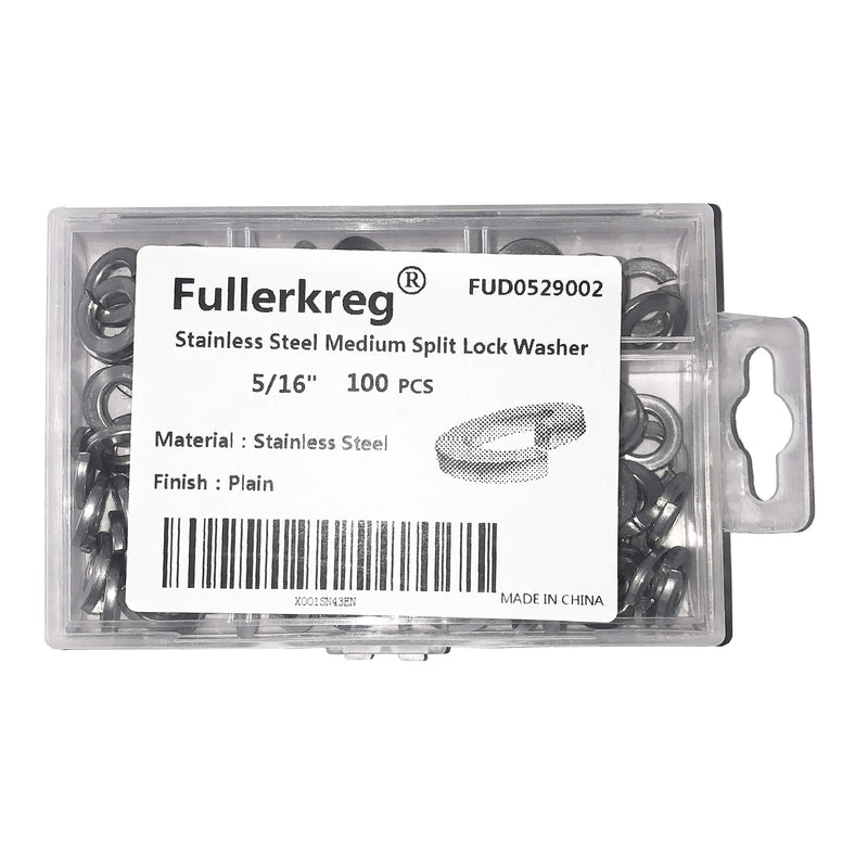 [Australia - AusPower] - 100PCS Split Lock Washer for 5/16" Screw Size 18-8 Stainless Steel by Fullerkreg 5/16 100-Pack 