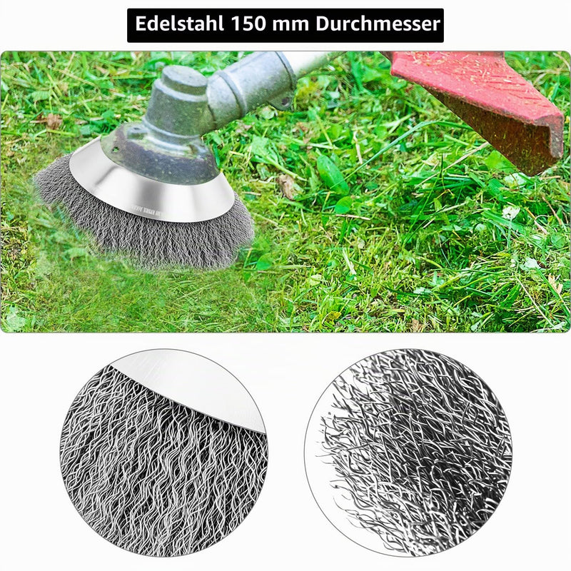 QWORK® Weed Brush, 200 x 25.4 mm Wild Herb Brush, Wire Brush for Grass Trimmer, Brush Cutter, Grass Trimmer