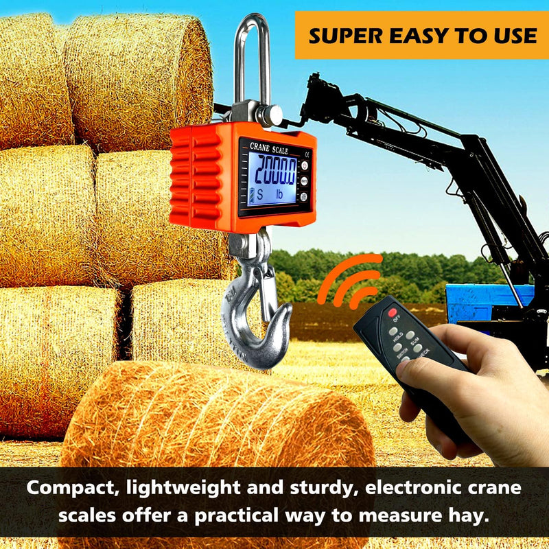 [Australia - AusPower] - 2200lb Digital Crane Scale High Precision Heavy Duty Industrial Hanging Scale with Remote Control Aluminum Case CE Certified Electronic Weighing Crane Scale, for Garage Farm Hunting (Orange) S-2200LBS-Orange 