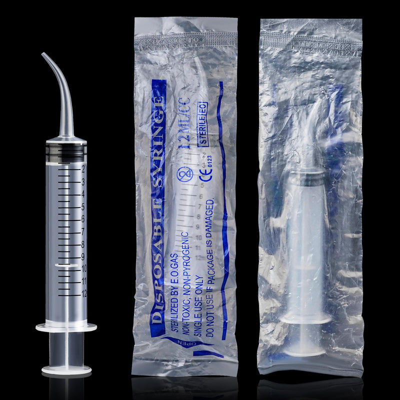 [Australia - AusPower] - 7Pack Wisdom Teeth Syringe, 12ml/cc Dental Syringe with Curved Tip & Measurement, Curved Dental Irrigation Syringe, Disposable Sealed for Dental Care, Oral Tonsil Stone, Feeding, Liquid Injection 7.0 