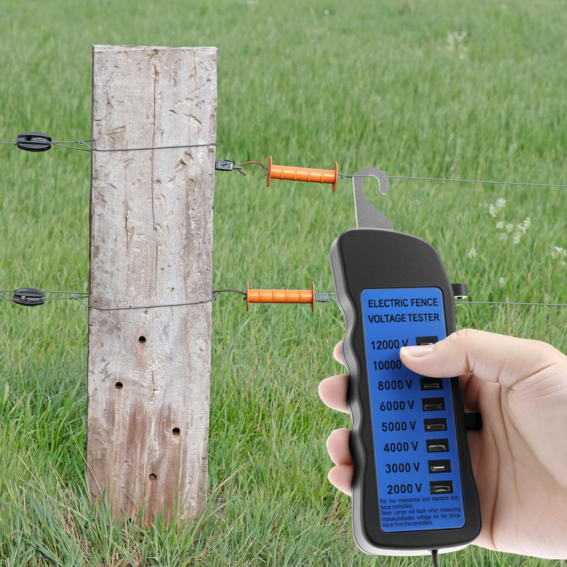 [Australia - AusPower] - QWORK Electric Fence Voltage Tester, 12KV Fence Tester, 8 Neon Lights Testing Tool, Fault Finder for Farms 