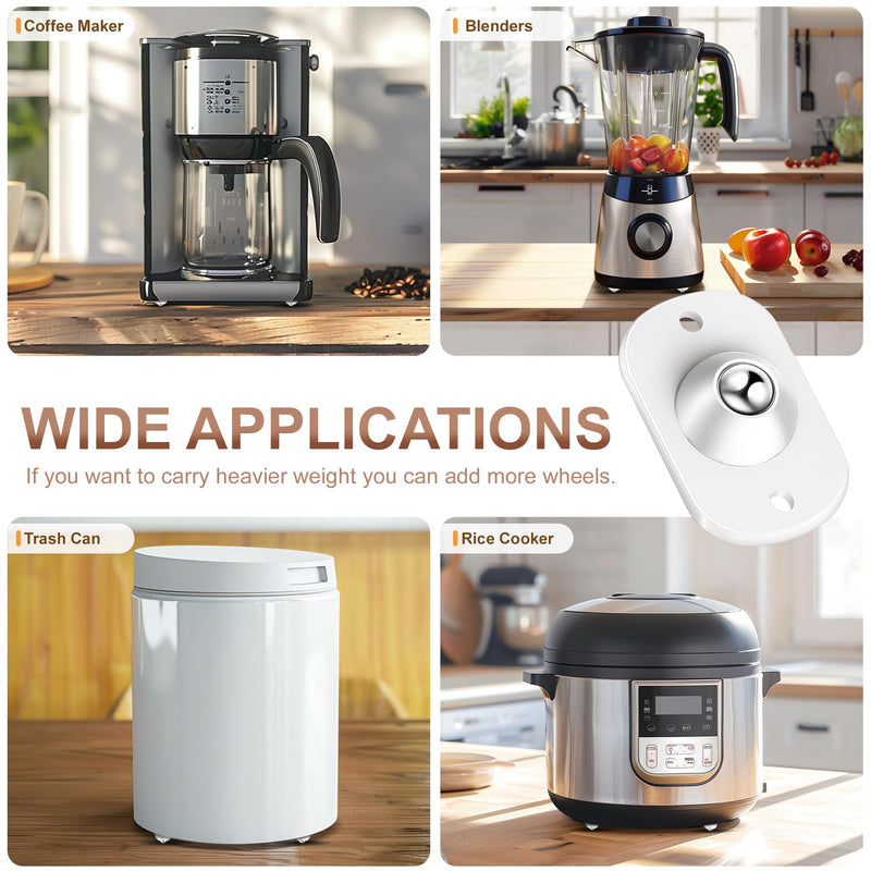 [Australia - AusPower] - 8PCS Self Adhesive Caster Wheels, Appliance Slider, 360° Rotating Mini Universal Appliance Rollers for Kitchen, Air Fryers, Coffee Makers, Trash Can, Storage Boxes and Small Furniture 