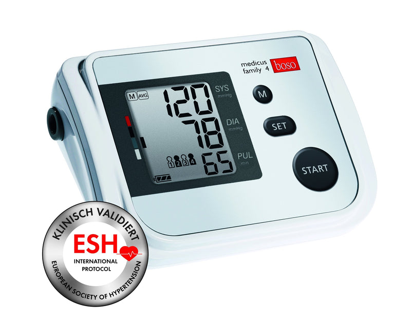 Boso Medicus Family 4/Partner & Family Blood Pressure Monitor with 4 Store, Large Display and Arrhythmia Detection with Universal Cuff (22 – 42 cm)