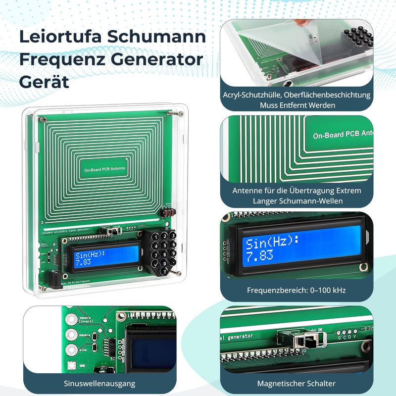Schumann Frequency Generator Device, 7.83 Hz Adjustable (0.01 Hz to 100,000 Hz) Schumann Resonance Generator with USB-C & Display Low Frequency Sine Wave Resonator for Sleep, Relaxation & Stress