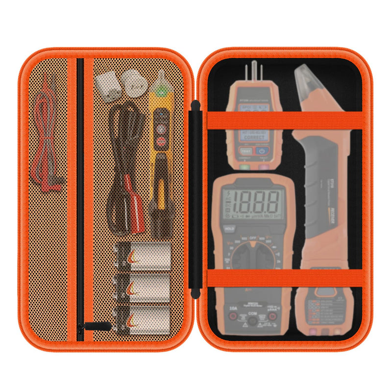 Storage Case Only for Klein Tools Electrical Testers -Hard Protective Carrying Bag Compatible with 80101 Circuit Breaker Finder Kit & ET310/ 69149P Digital Multimeter, XL Size (Does NOT Include Tools) Large Black&Orange