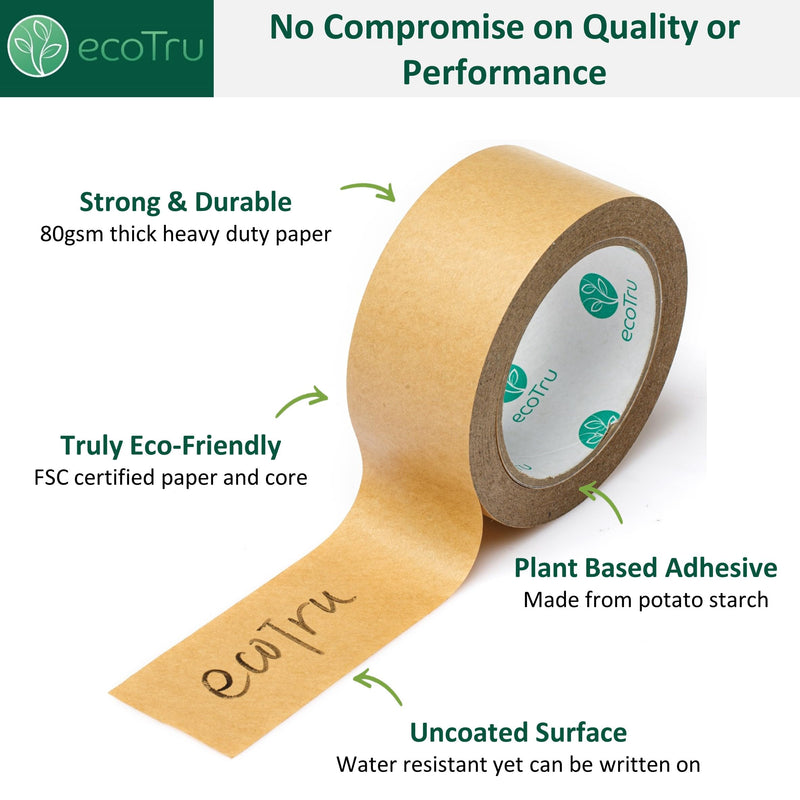 [Australia - AusPower] - Ultra Strong Kraft Paper Packing Tape, Heavy Duty Brown Packing Tape for Box & Carton Sealing Packaging Shipping Moving & Masking, Eco Friendly & Biodegradable, Printable, 2 Inch x 55 Yard 2 Inch x 55 Yards 1 