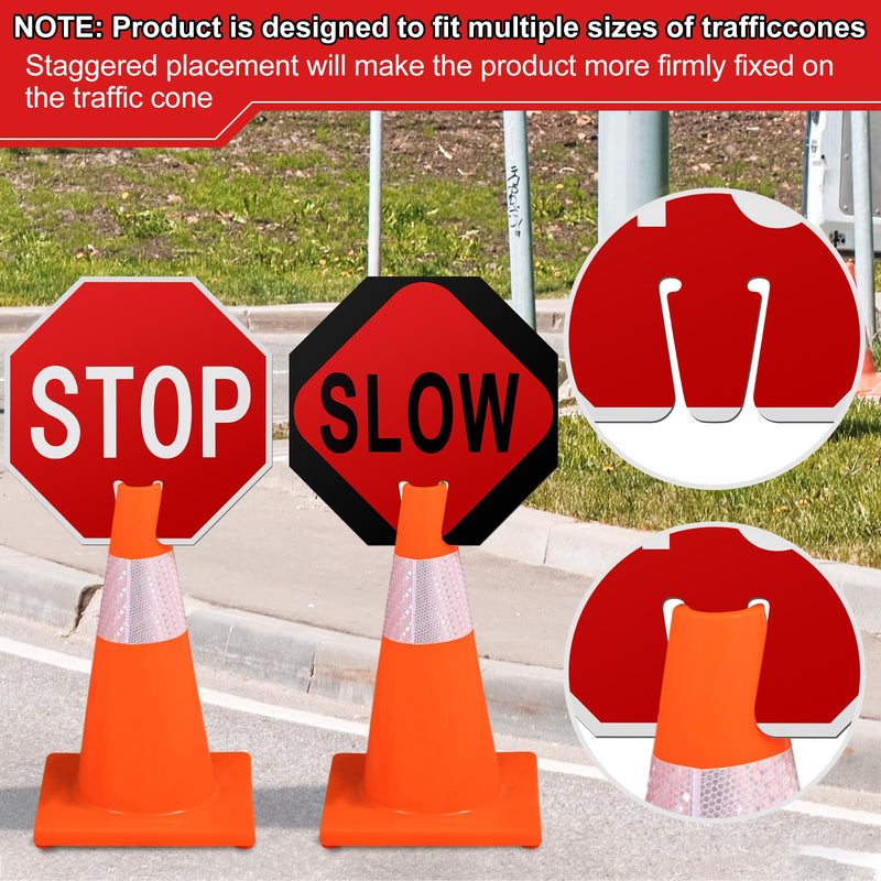 Geetery 6 Pcs Stop Slow Traffic Signs 12 x 12 Inch Double Sided Road Safety Sign, Weatherproof PVC Stop Sign for Construction Sites Parking Lots Driveways Traffic Control