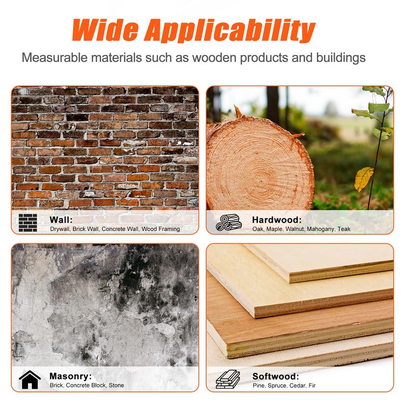 [Australia - AusPower] - 2pcs-Pinless Moisture Meter for Wood, Drywall & Masonry – Fast & Precise Handheld Moisture Detector，Wood Moisture Meter – Measures 5-75% (Wood), 5-70% (Drywall/Masonry) /Auto-Off & Alarm 