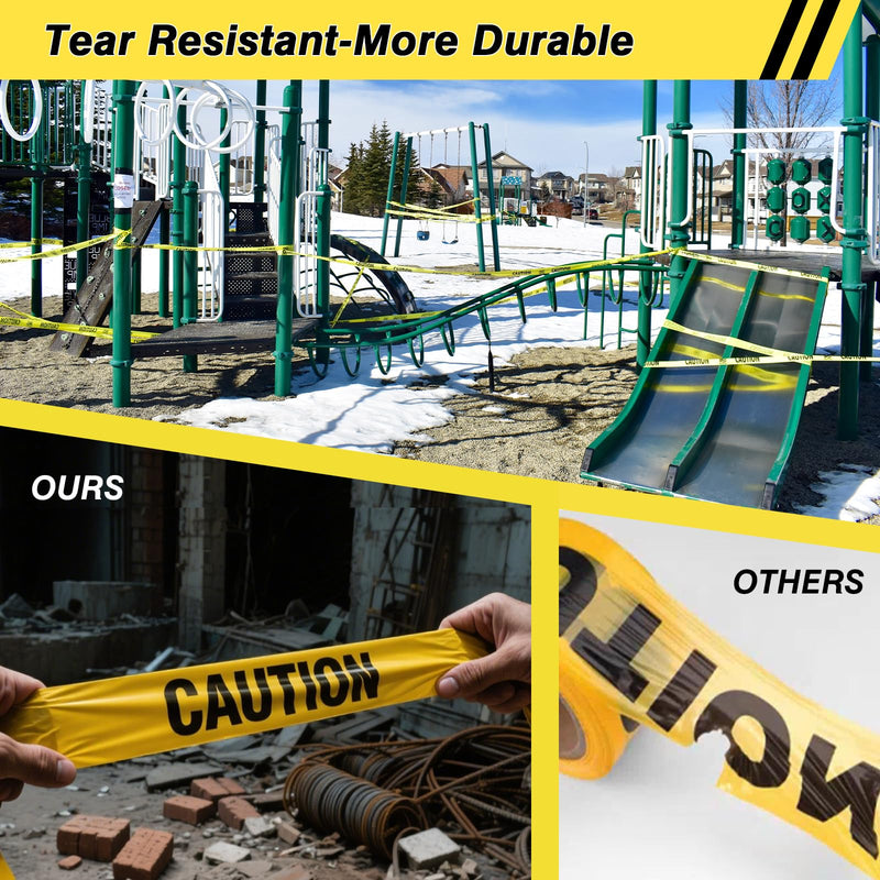 SWRT 1 Roll Premium Yellow Caution Tape, 3 Inch x 1000FT Bright Hazard Tape with Bold Black Text for Danger Zones/Sporting Events, Construction Tape for Crime Scenes/Halloween Decor 3 Inch X 1000 Feet