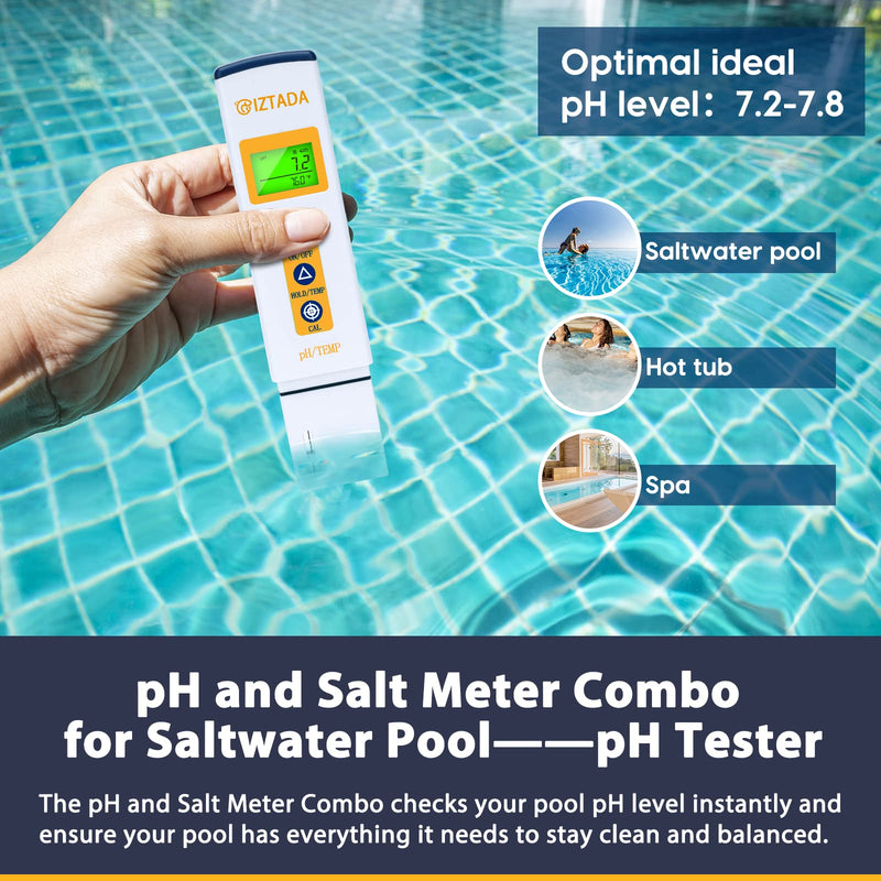 [Australia - AusPower] - pH Meter and Salinity Meter Combo for Saltwater Pool 6 in 1 pH Salt SG EC TDS Temp Meter for Reef Aquarium Seawater Tank Koi Fish Pond PPM and pH Water Tester for Hydroponics Nutrients Growing pH Salinity Tester Combo 