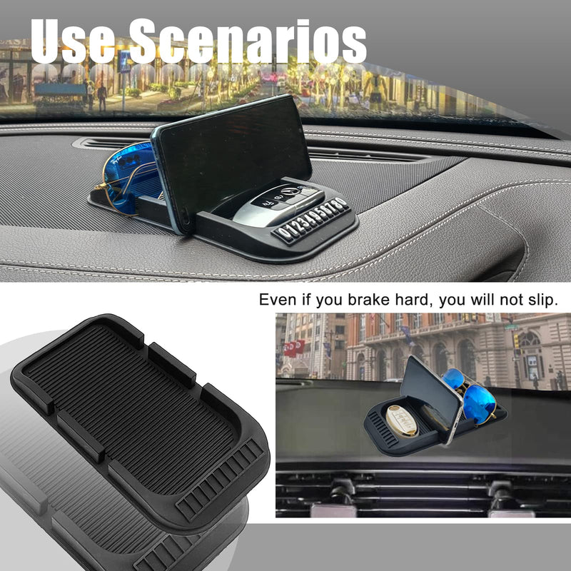 [Australia - AusPower] - Car Dashboard Cell Phone Holder, Anti-Slip Pad Double-Groove with Number Plate Auto Silicon Tray, Silicone Car Pad Mat for Various Dashboards,Phone GPS Keychains Sunglasses Mat 