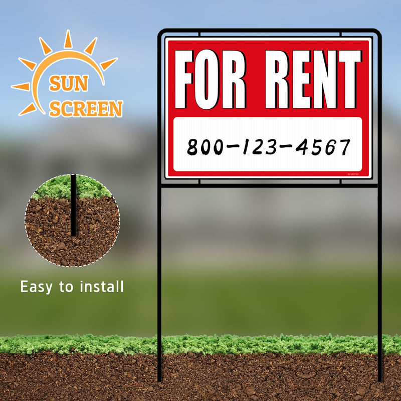 For Rent Signs with Stakes, Double-Sided Printing, For Rent Yard Signs, For Rent Sign with Stand,(3 Pack)