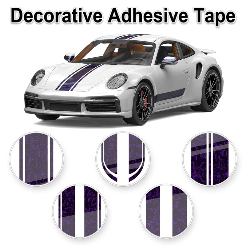 Lypumso Gloss Forged Carbon Fiber Vinyl Wrap Tape 6" x 20ft - with Tool Kit for Chrome Delete, Door Sill Protector, Car Trim Blackout DIY Auto Detailing (Purple) Purple 6inch x 20ft