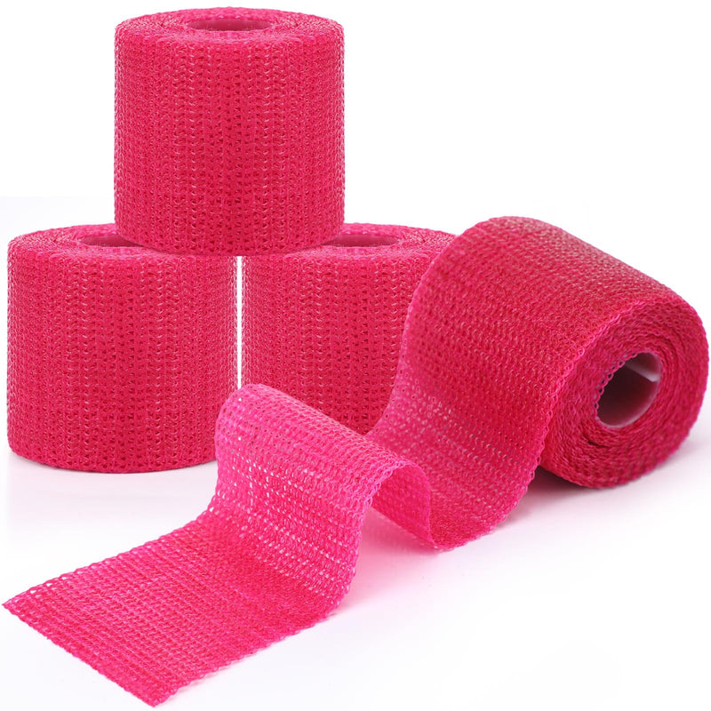 Geiserailie Fiberglass Casting Tape 3 Inch x 12 ft, 4 Rolls Bright Pink Lightweight, Breathable Support Foot Cast Tape for Injury Stabilization, Quick-Setting and Water-Resistant Rose Red