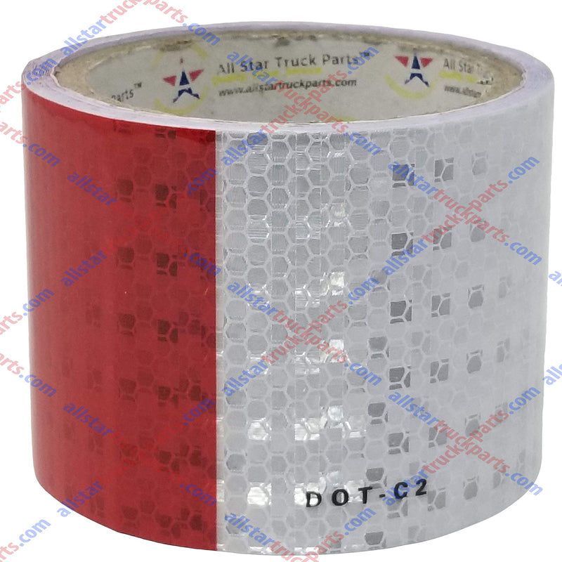 All Star Truck Parts Conspicuity Tape DOT-C2 Approved Reflective Truck Trailer Red White (3 in x 12 FT) 3 IN x 12 FT