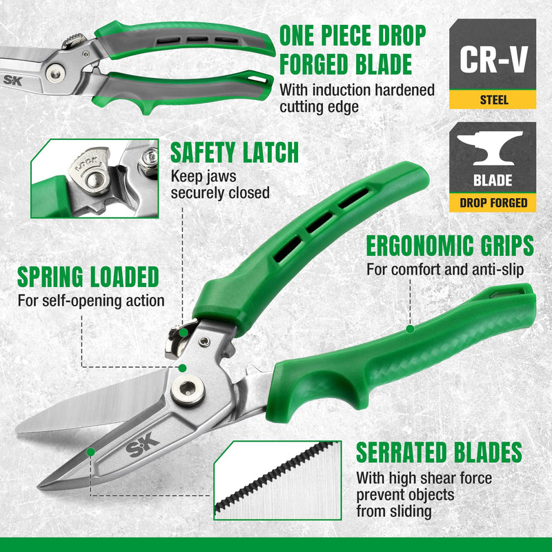 [Australia - AusPower] - SK 8" Heavy Duty Scissors, All Purpose Shears, Drop Forged CR-V Blades with Safety Lock, Comfortable Grips 8 Inch 