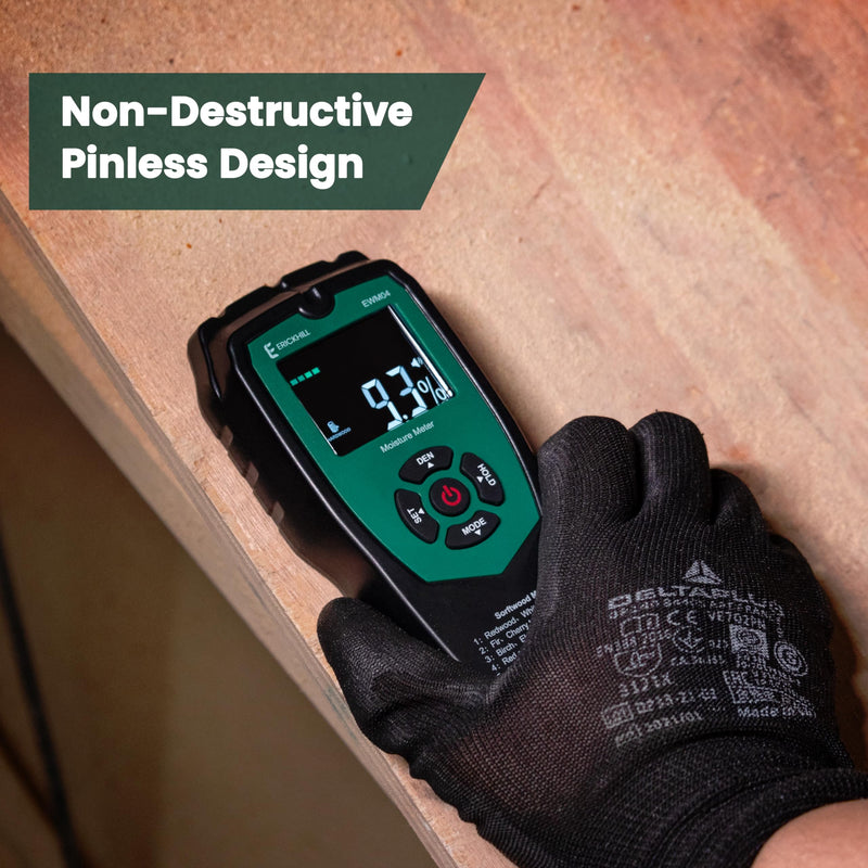 [Australia - AusPower] - ERICKHILL Pinless Wood Moisture Meter, Non-Destructive Wall Moisture Meter for Drywall Masonry Building Material Dampness Inspection Mold Detector Device, Detects up to 2-inch below Surface 