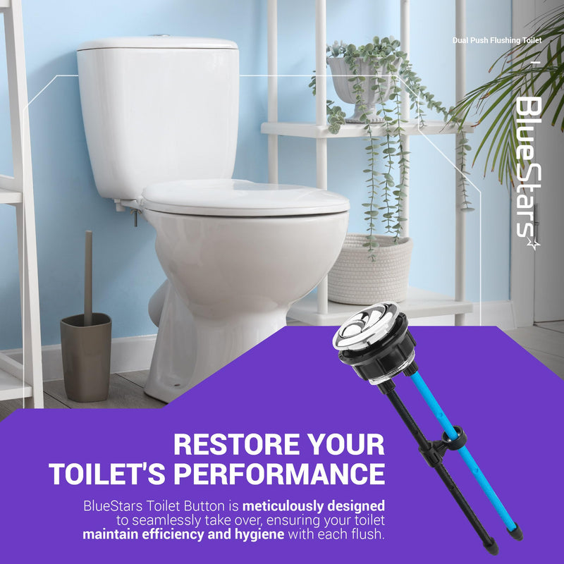 BlueStars 38mm Toilet Push Button Thread Diameter, Dual Push Flushing Toilet Water Tank Button - American Standard - Pack of 2