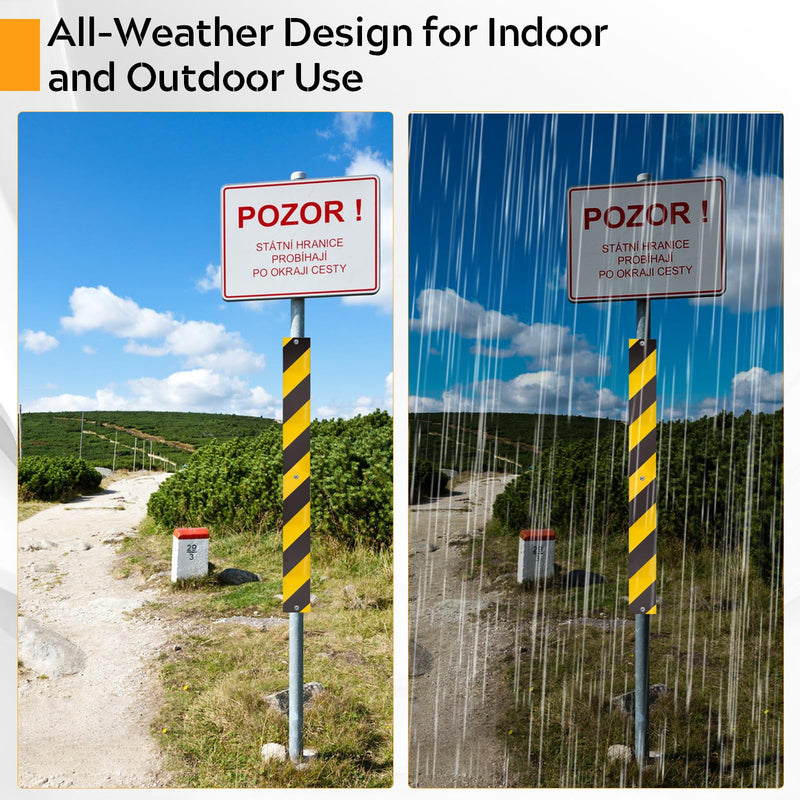 6 Pcs Reflective Sign Post Panels 30 x 3'', Aluminum Reflectors for Post,Reflective Road Markers with High-Visibility,Weather-Resistant for Driveway,Parking,Street-Warns of Slow Moving Vehicles black and yellow 6 Pcs