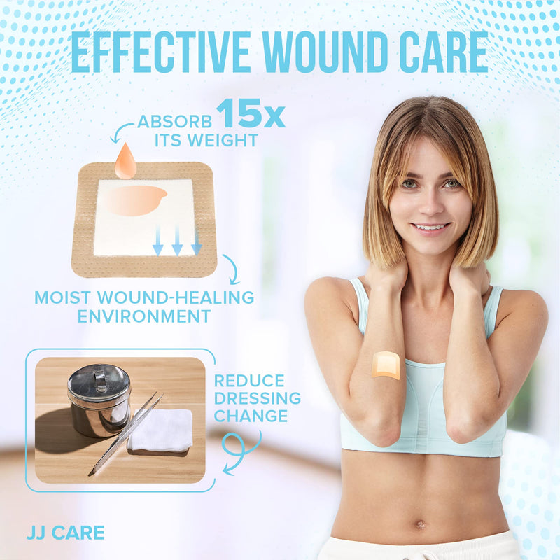 [Australia - AusPower] - JJ CARE Silicone Foam Dressing 2x2 [Pack of 10], Silicone Bandages for Wounds, Waterproof Wound Dressing with Silicone Adhesive Border, Absorbent Bed Sore Bandages for Wound Care 2x2 Inch (Pack of 10) 