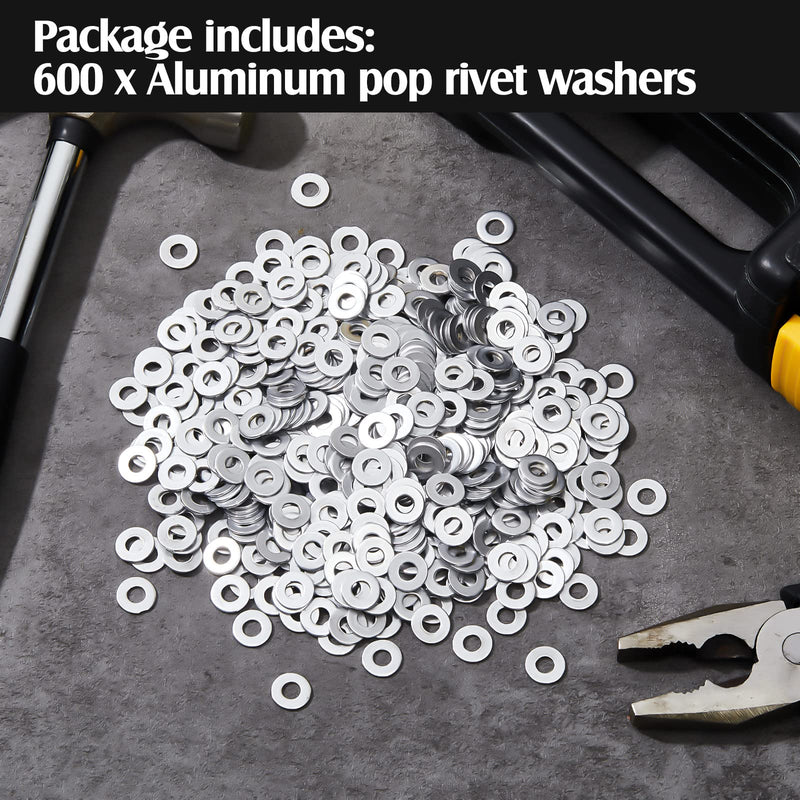 [Australia - AusPower] - 600 Pieces Aluminum Backup Pop Rivet Washers for 3/16 Inch Diameter Rivets Aluminum Rivet Washers for Repairing Boats, Cars, Household and Other Projects. 