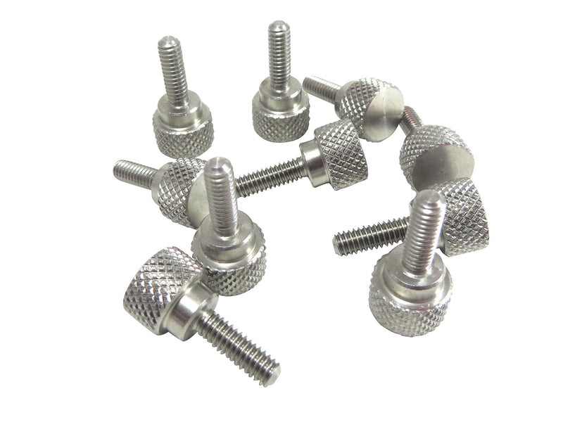 10 Pack 8-32 x 1/2 Inch Threads 303 Stainless Steel Diamond Knurled Thumb Screws Knobs with Straight Shoulders Right-Hand Threads SAE Flat Tip Uncoated
