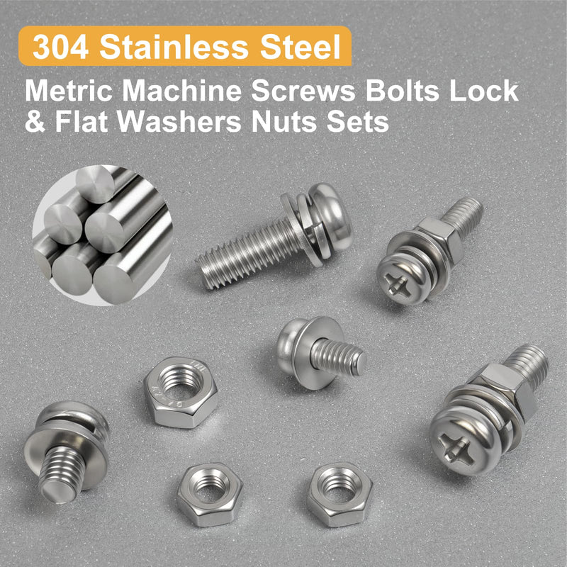 [Australia - AusPower] - 500Pcs Stainless Steel Nut and Bolt Assortment Kit, M2 M2.5 M3 M4 M5 Small Metric Machine Screws, Multipurpose Hardware Set for DIY Projects, Repairs, Electronics 500PCS M2/2.5/3/4/5 