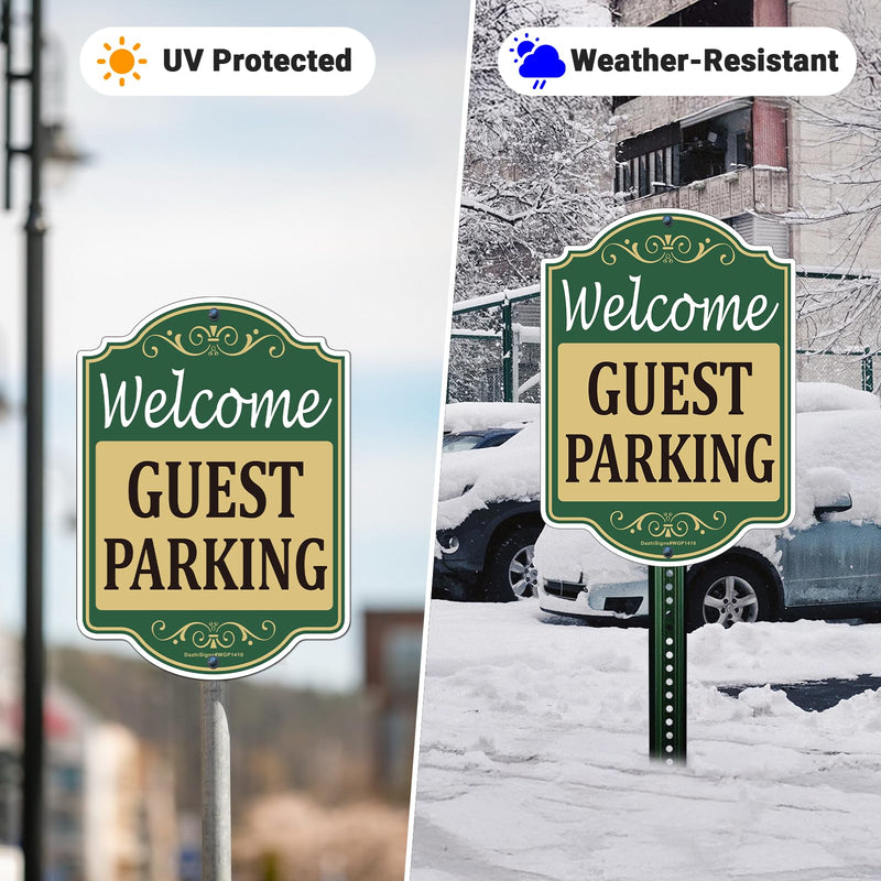 2 Pack Welcome Guest Parking Signs, 14"x10" Customer/Visitor Parking Only Sign, Rust Free Aluminum Guest Parking Only Sign, Fade/Weather Resistant, UV Protected, Indoor/Outdoor Use, Easy to Mount
