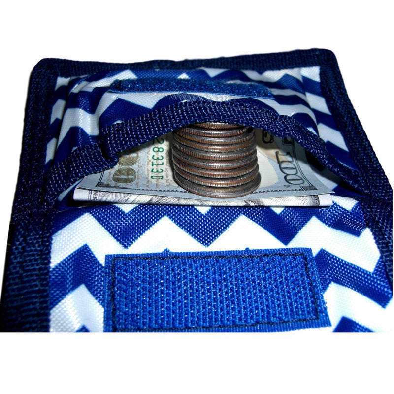 6 Piece Protective Lab Coat Pocket Organizer Kit has Fashionable Blue Chevron Pattern. 6 Pockets Packed With Needed Accessories Blue White