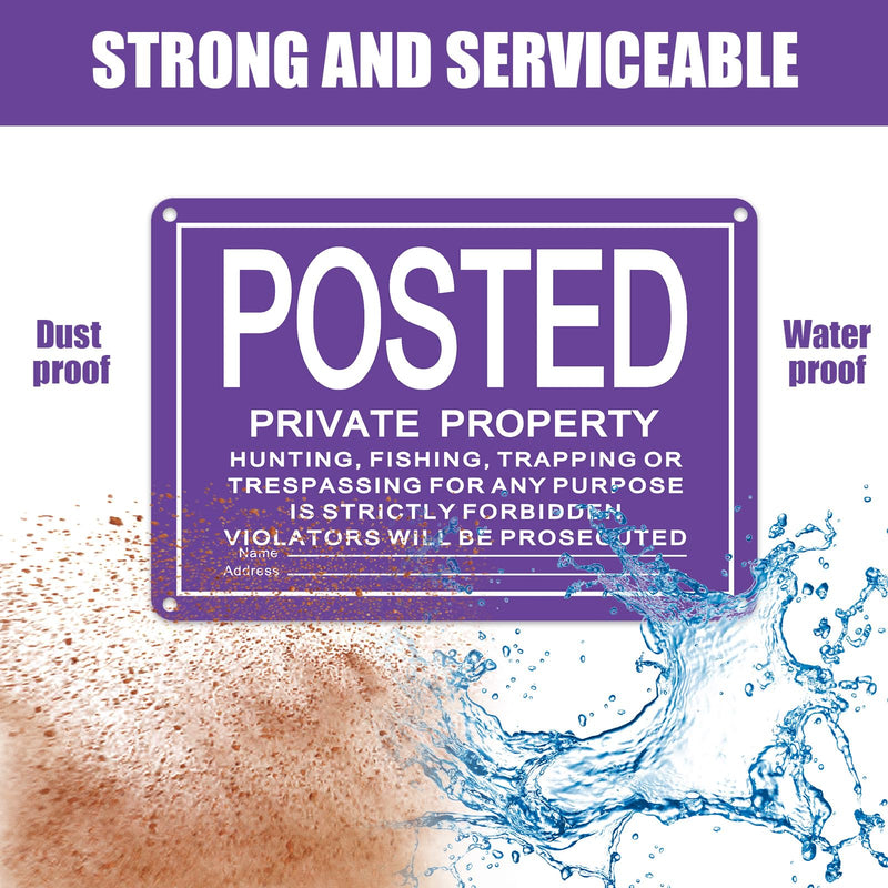 Tandefio 8 Pcs No Trespassing Signs Private Property-10x14 Inches Rust-Free Aluminum Signs-UV Printed, Reflective, Weatherproof for Outdoor,Indoor Use,Purple Purple 10 x 14 Inches Horizontal