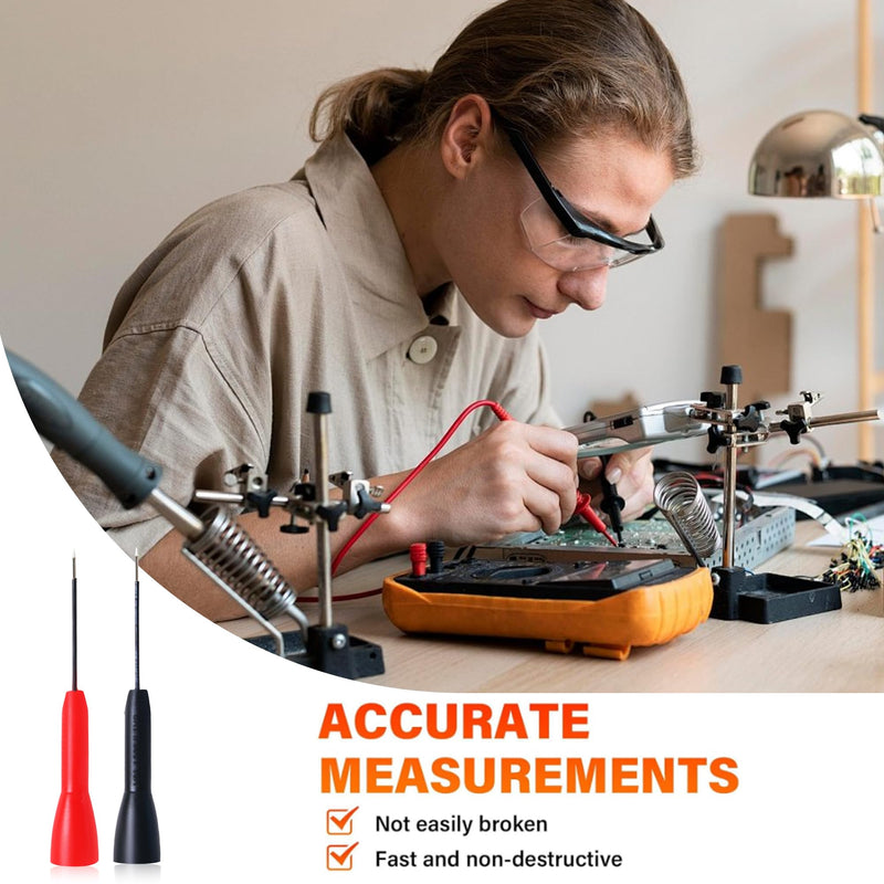 [Australia - AusPower] - 4 Pack 2mm Extended Needle Test Probes, 600V/10A Non-Destructive Multimeter Test Probe Insulation Wire Piercing Needles for Leads tl71 tl75 