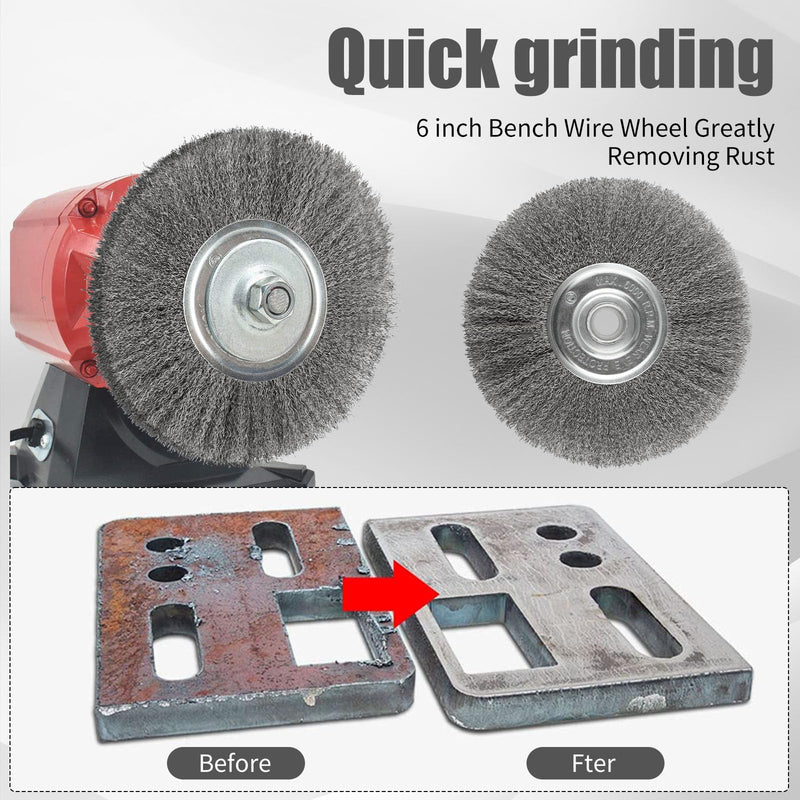 [Australia - AusPower] - 8-Inch Wire Wheel for Bench Grinder, 0.012 Carbon Steel Wire, Bench Wire Wheel Brush with 5/8" & 7/8" Arbor Hole, for Removal of Rust, Paint and Scale from Metal 1PC 8-Inch 