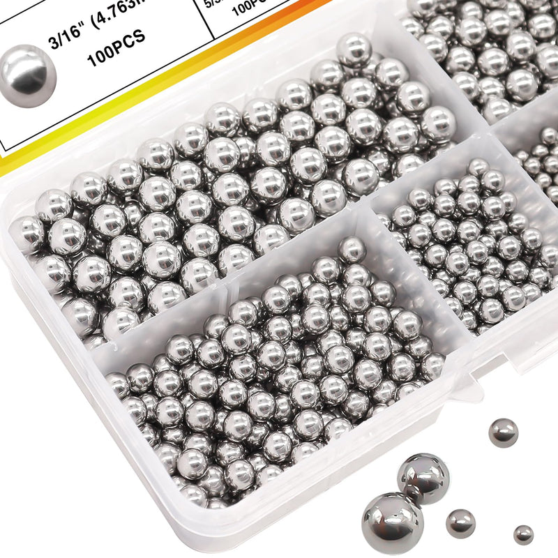 Taiss 620PCS 304 Stainless Steel Precision Balls 6 Sizes 1/4" 7/32" 3/16" 5/32" 1/8" 3/32" Precision Balls Assortment Kit F-086-620PCS