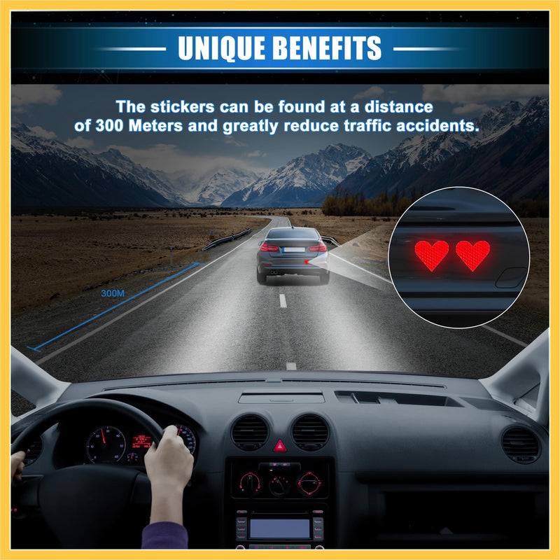 20 Pcs Reflective Stickers, 1.93"x1.73" Heart Shape Safety Tape Reflector Universal for Cars Trucks Trailers Waterproof PET Red Auto Replacement Parts