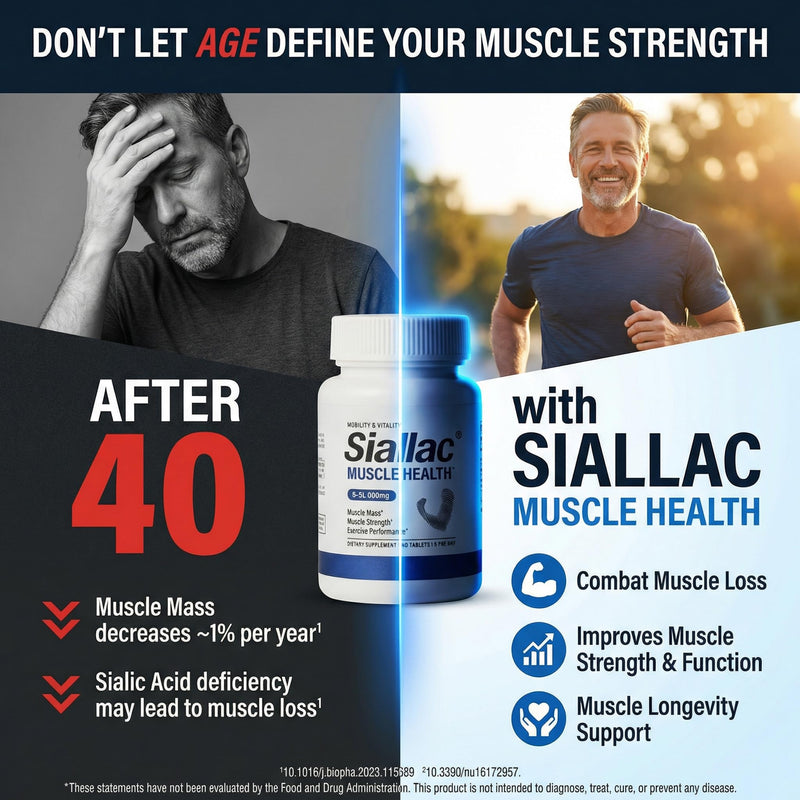 Muscle Health - Made in USA - Enhance Muscle Mass & Strength, Fast Workout Recovery, Reduce Fatigue & Boost Exercise Performance, 6-Sialyllactose (6-SL), 900mg, 90 Tablets (1 Pack) 90 Count (Pack of 1)