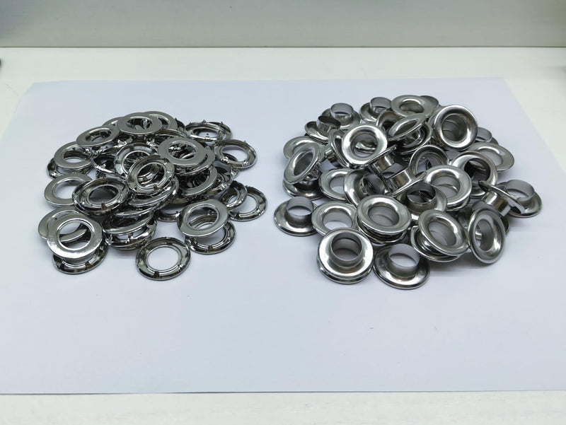 316 Stainless Steel Rolled Rim Grommet and Spur Washer Set – 1/2" Inner Diameter, Heavy-Duty Marine Grade Rustproof Eyelets, 50 Sets for Tarps, Canvas, Leather, Outdoor & Industrial Use