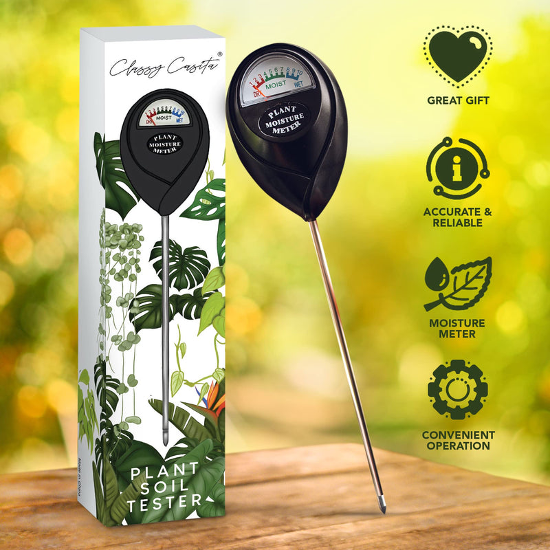 Classy Casita 3-in-1 Garden Soil Tester- Three Way Plant Soil Test Kit to Measure Soil Moisture, pH-Value, and Sunlight Soil Moisture Meter w/Plant Watering & Care eBook, White