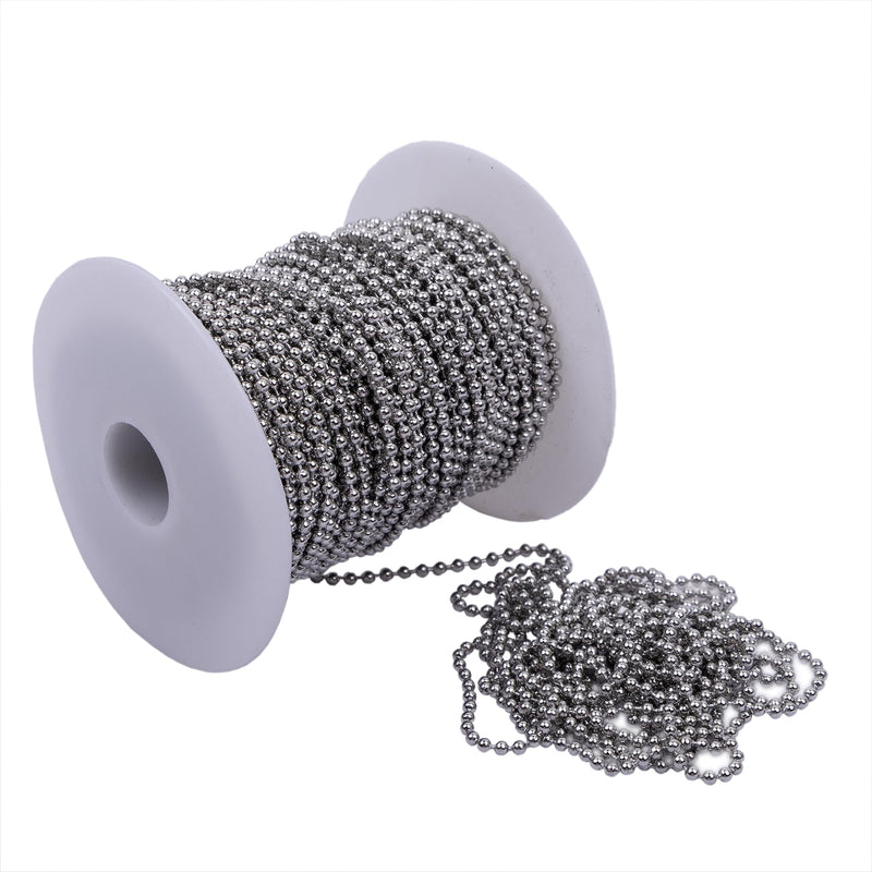 [Australia - AusPower] - HFS(R) Ball Chain #3 Spool Stainless Steel 304-100 Ft 3/32" (2.4mm) with 100PCS Connectors 3/32" 