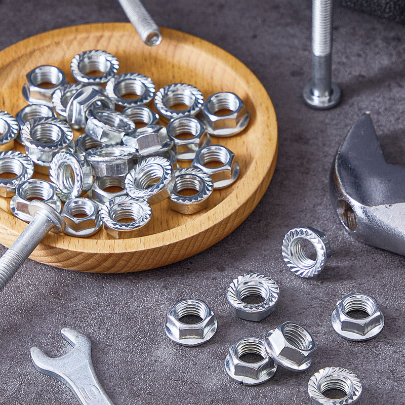 [Australia - AusPower] - 32 Pieces M10 x 1.25 mm Pitch Metric Fine Pitch Hexagonal Flange Nuts Stainless Steel Locking Flange Nut for YFZ450 YFZ660 
