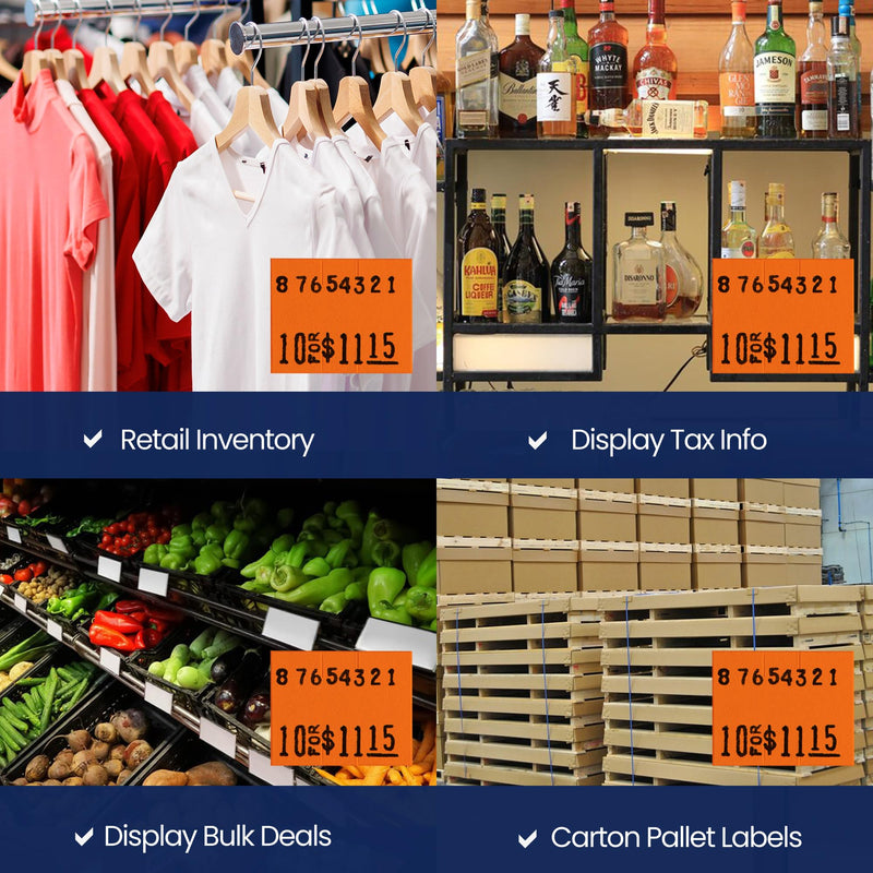 Pricing Labels for Monarch 1115 Red - 15,000 Labels w/ 10 Rolls Value Pack, 1 Sleeve - Made in USA Fluorescent Red