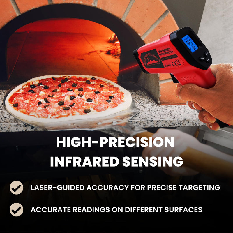 [Australia - AusPower] - Infrared Thermometer Gun – Laser Temperature IR Gun for Cooking Waffles, Pizza, Baking, Griddle, HVAC, Engine - Wide Range (-58°F to 716°F) Adjustable Emissivity & LCD Display 