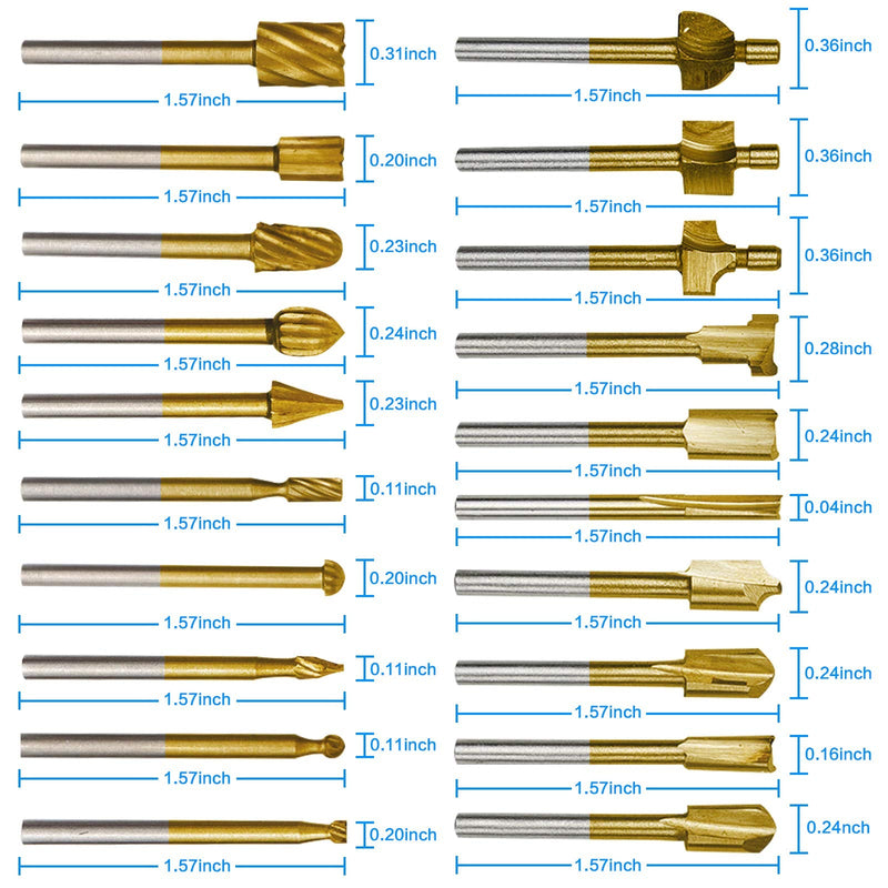[Australia - AusPower] - 10Pcs HSS Router Carbide Engraving Bits & 10Pcs Router Bit with 1/8"(3mm) Shank Power Rotary Tools for DIY Woodworking, Carving, Sculpting, Engraving, Drilling. 10 pcs Router Bits & 10 pcs Engraving Bits 