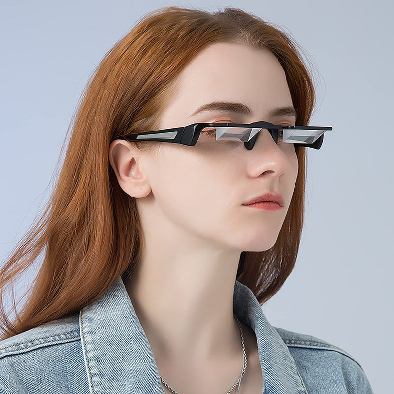 [Australia - AusPower] - Lazy Glasses Laying Down Light Prism Glasses 90°Angle Prism Glasses Neck Relaxer for Lying down Reading and Watching Black 