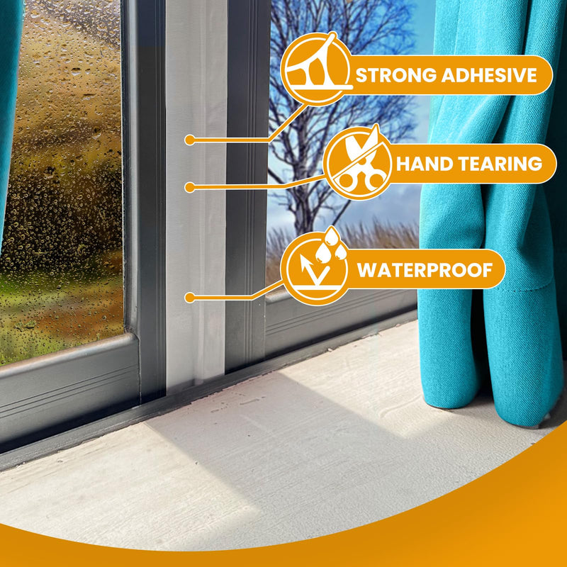 [Australia - AusPower] - White Window Weather Sealing Tape,Window Draft Isolation Sealing Film Tape,Window AC Seal Air Conditioner Sealing Tape No Residue, Self Adhesive for Keep Out Cold Air Dust Rain, Waterproof 2 Inch x 65 FT White 