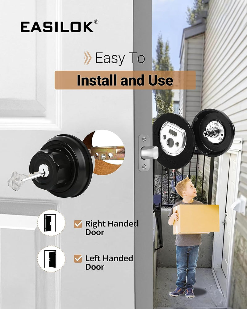 [Australia - AusPower] - EASILOK Deadbolt Lock, A3 Twist-to-Lock Keyless Single Cylinder Deadbolt Door Lock with Anti-Mislock Button for Front Door 