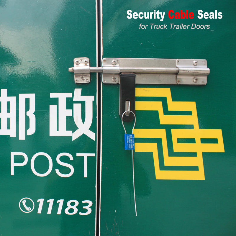 [Australia - AusPower] - TamperSeals Group- 50pcs ISO 17712 and C-TPAT Certified Metal Security Cable Seals for Container, Truck, Trailer, & Cargo Shipping (Blue, ?1.5mm x 10" Steel Wire, Pull-tight, Unique Barcode) 