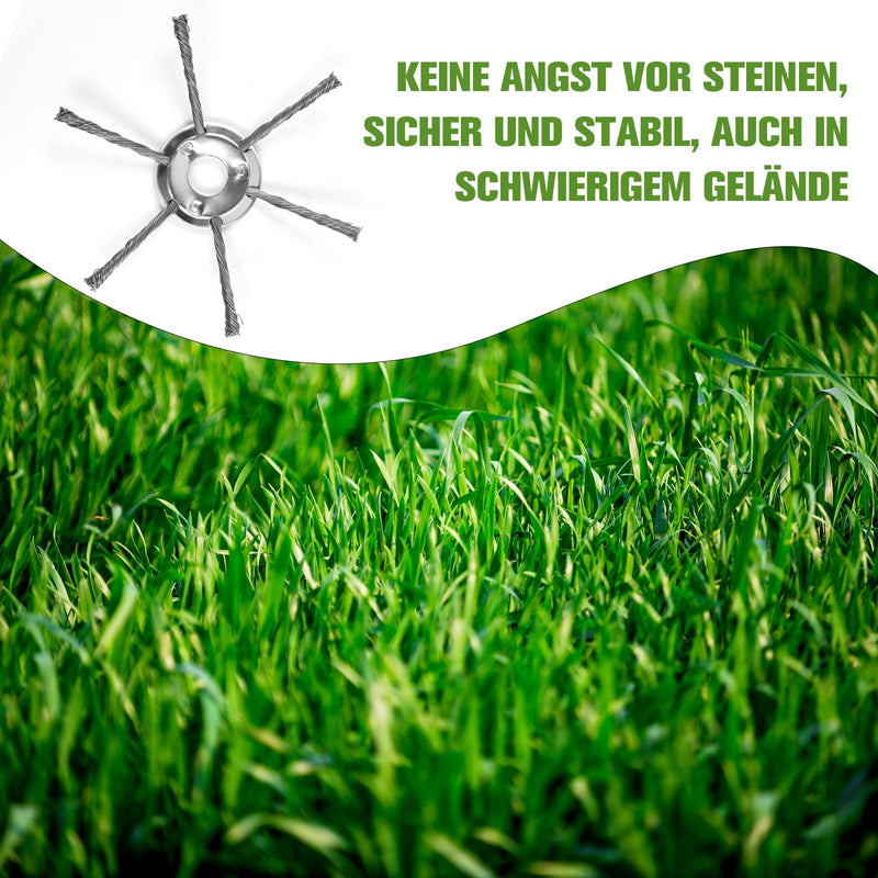 Steel Wire Cutting Head, 200mm x 25.4mm Weed Brush Cutter | 6 Heads Wild Herb Brush with Mounting Accessories, Garden Weed Brush Grass Trimmer Head for Brush Cutter Lawn Mower